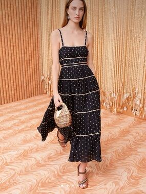 Ulla Johnson Clemente dress Black Tiered Maxi Dress size 8